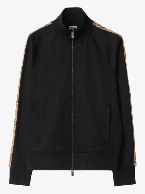 Burberry check trim cotton blend track jacket