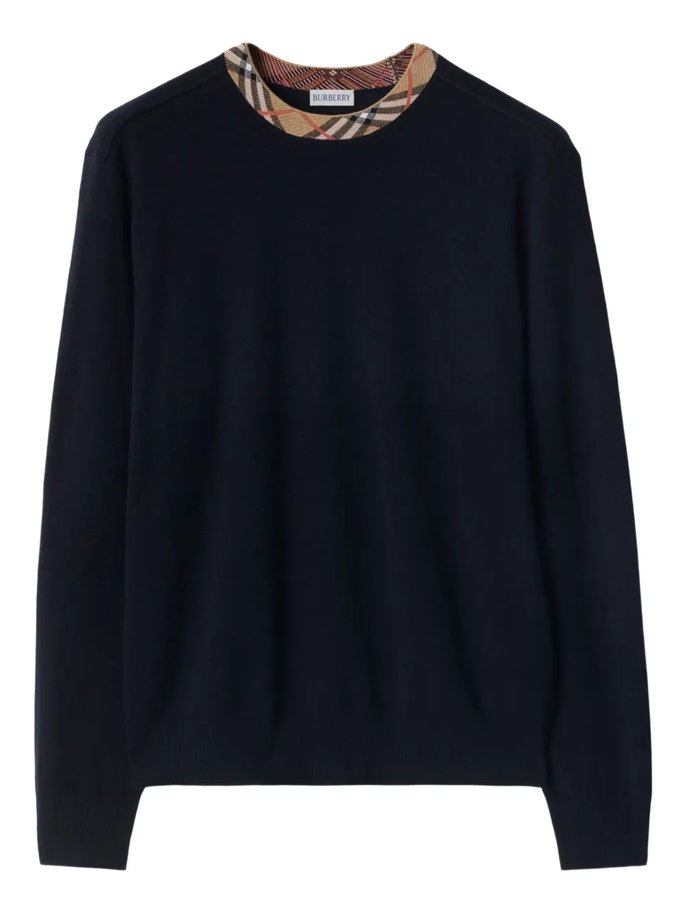 Burberry Wollen trui met geruite afwerking Blauw