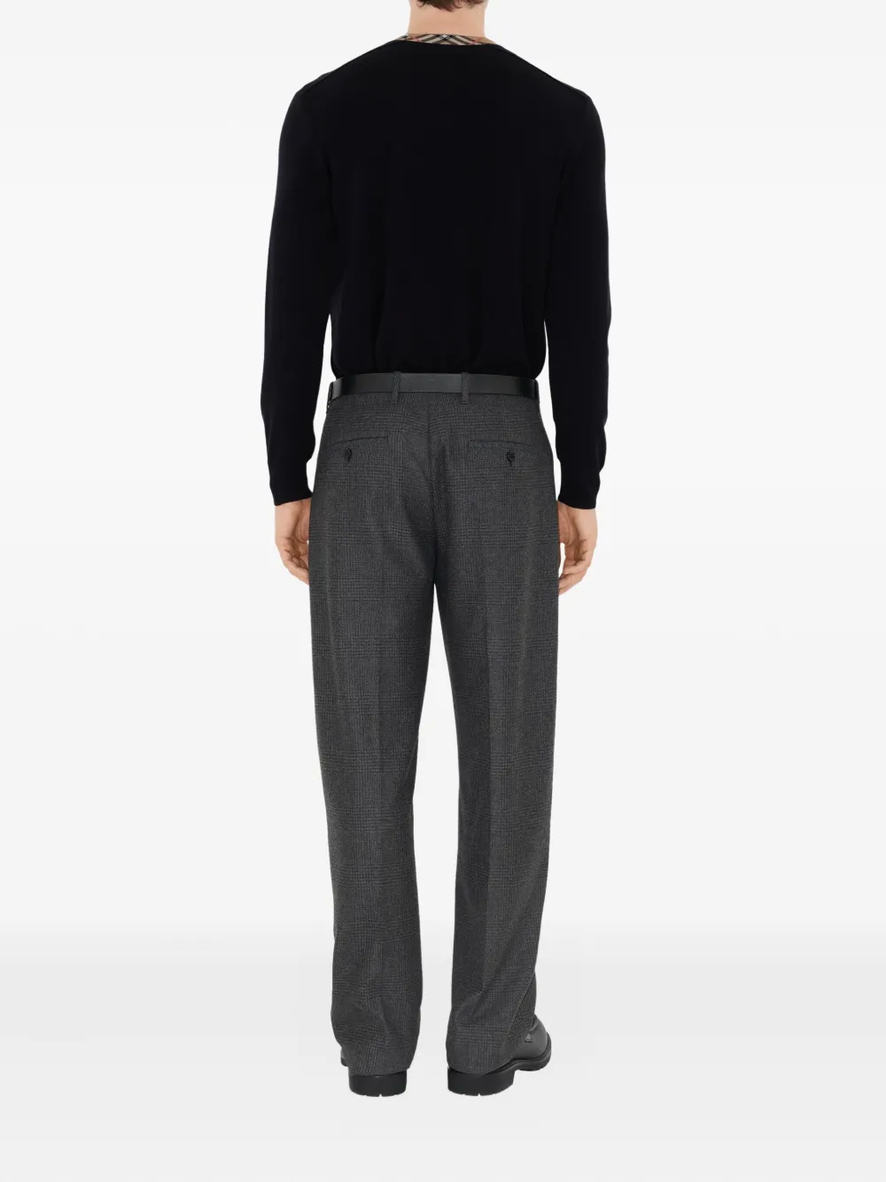 Burberry Wollen trui met geruite afwerking Blauw
