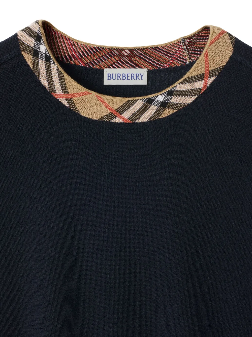 Burberry Wollen trui met geruite afwerking Blauw