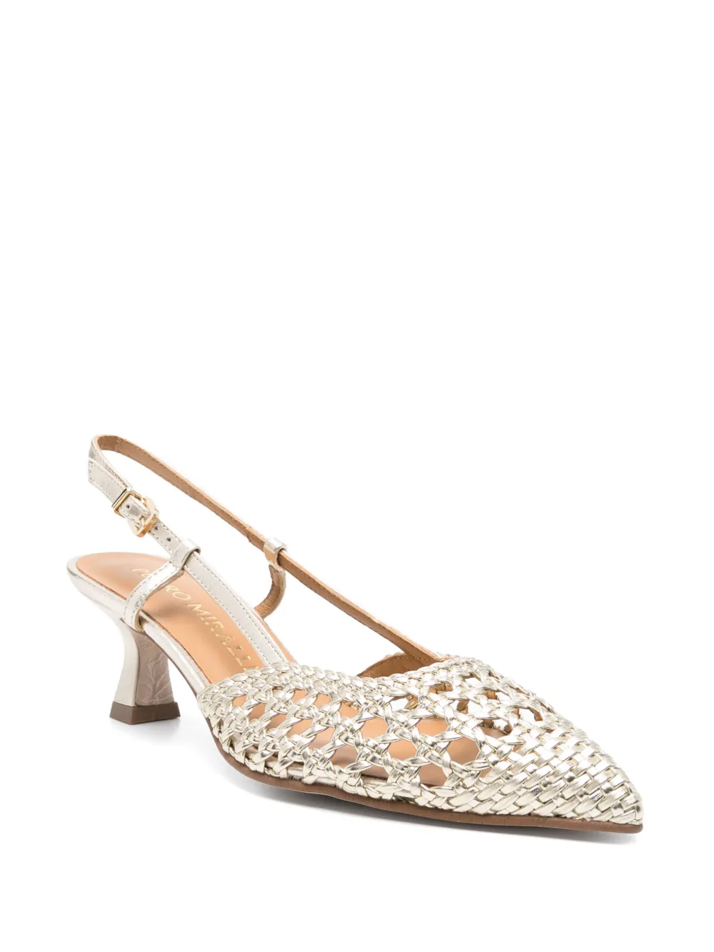 Pedro Miralles 60mm slingback heeled pumps Gold