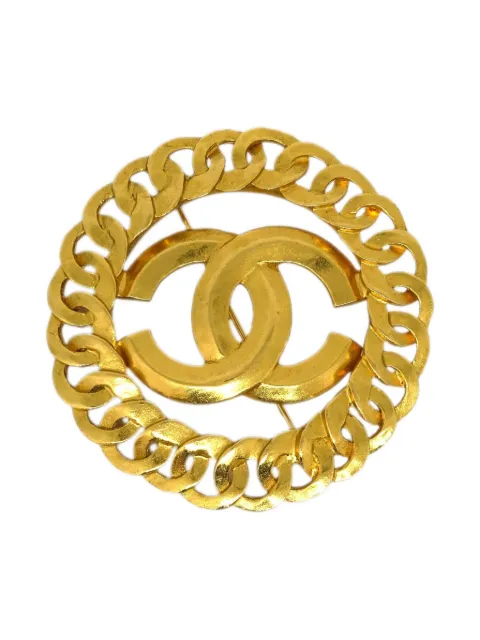 CHANEL Pre-Owned broche con logo CC 1996