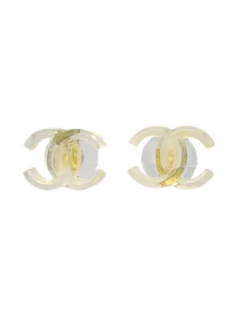 CHANEL Pre-Owned aretes con logo CC 2002