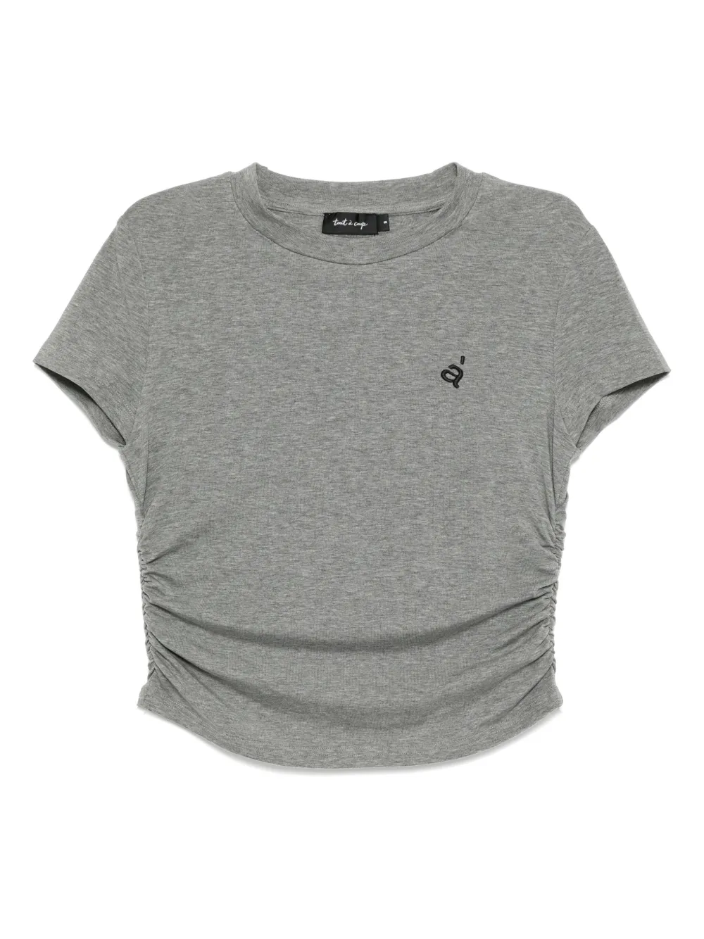 Tout a coup Top met geborduurd logo en ronde hals Grijs