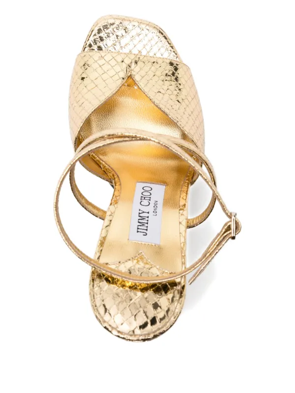 Jimmy Choo 120mm Snakeskin Sandals | Gold | FARFETCH CA