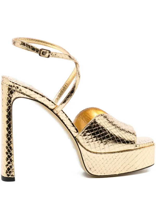 Jimmy Choo 120mm Snakeskin Sandals | Gold | FARFETCH CA