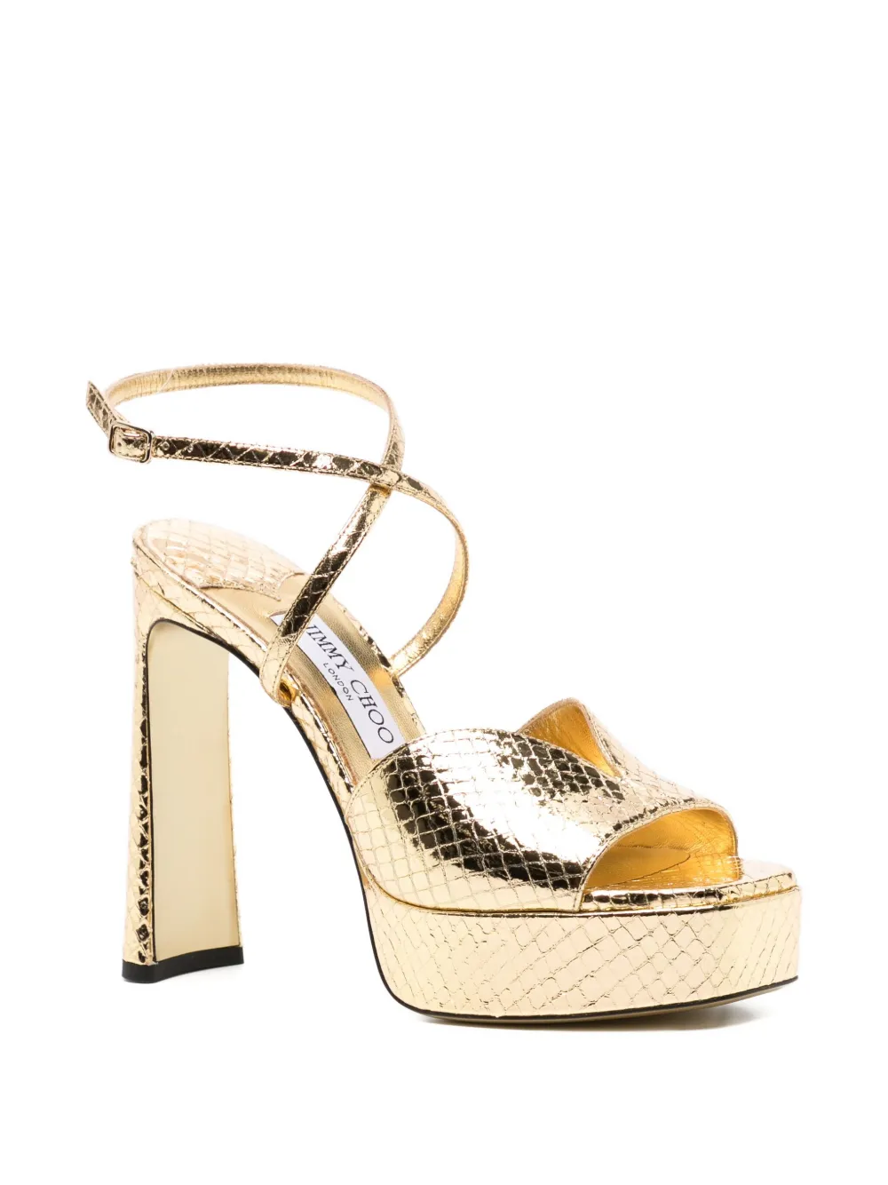 Jimmy Choo 120mm snakeskin sandals Gold