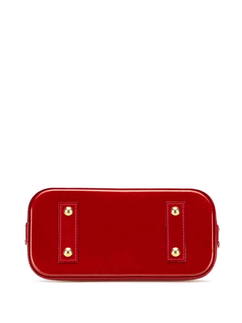Pre-owned Louis Vuitton 2011 Monogram Vernis Rayures Alma Bb Satchel In Red