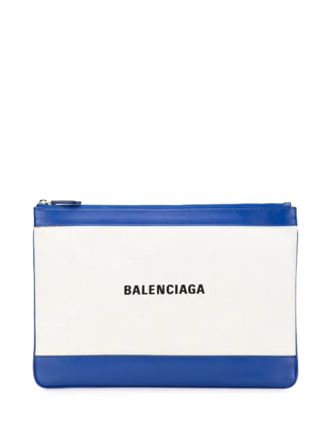 Balenciaga Pre-Owned 2018 M Canvas Navy Clip clutch bag