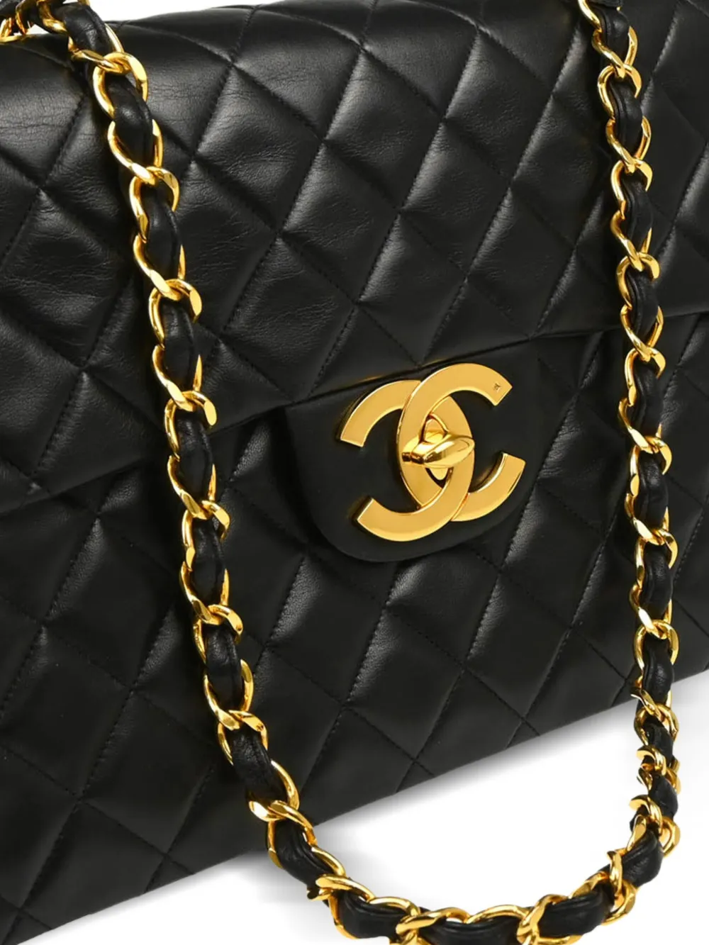 Pre-owned Chanel 1992 Maxi Classic Flap Shoulder Bag In Black