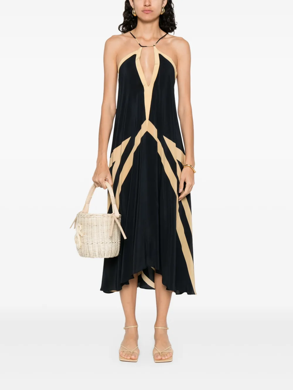 Volantis silk midi dress - Zwart