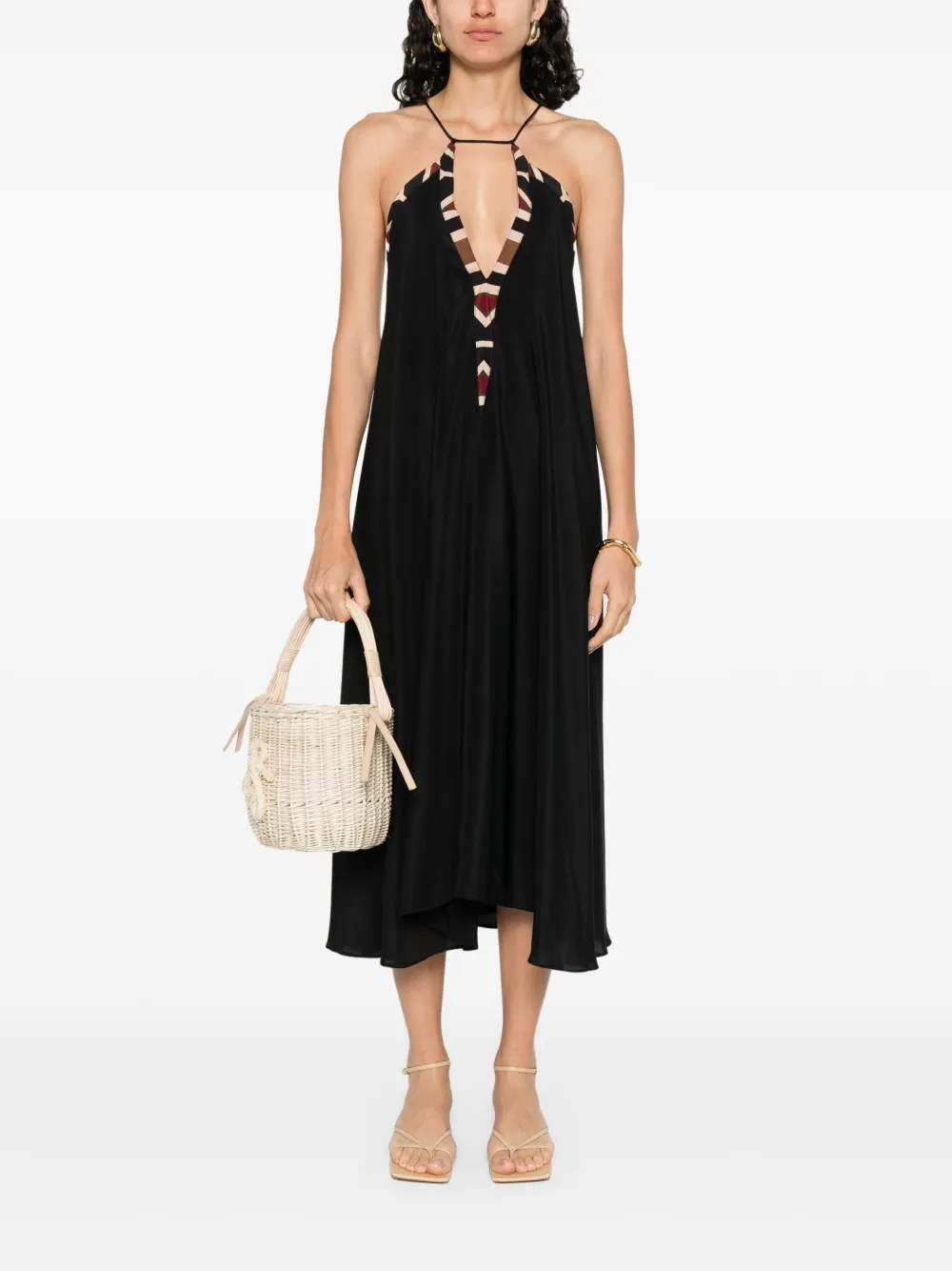 Volantis striped midi dress - Zwart