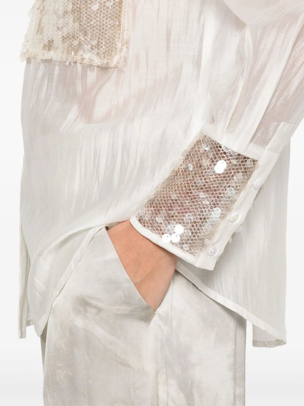 RAME Blouse met pailletten Beige