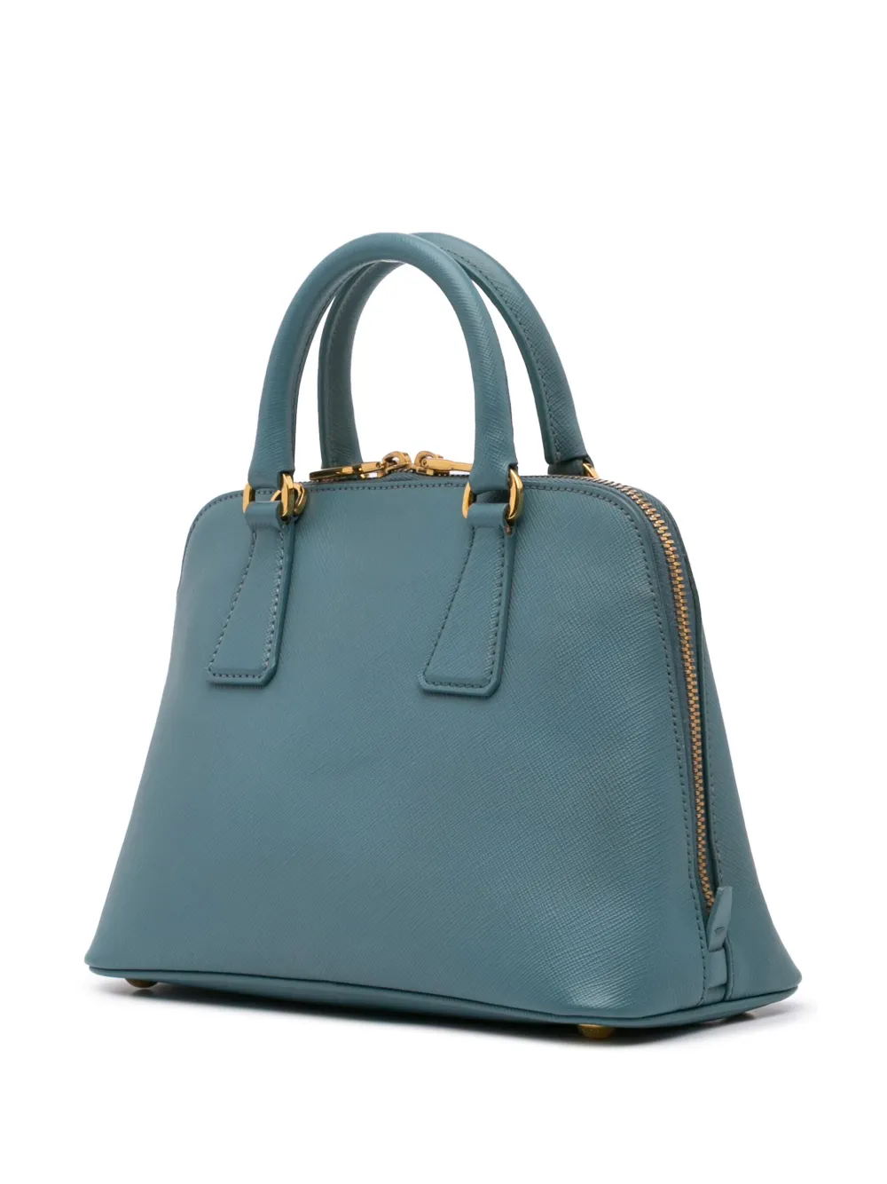 Pre-owned Prada 2013-2024 Small Saffiano Lux Promenade Satchel In Blue