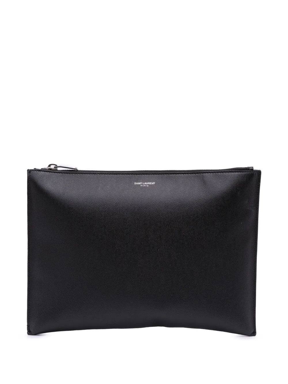 Pre-owned Saint Laurent 2016 Grain De Poudre Zipped Tablet Holder Clutch Bag