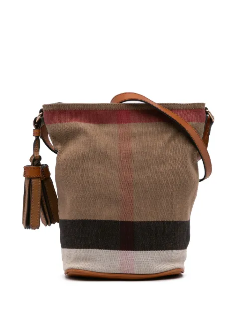 Burberry Pre-Owned bolsa bucket Ashby mini de lona Mega Check con borla 2000-2017