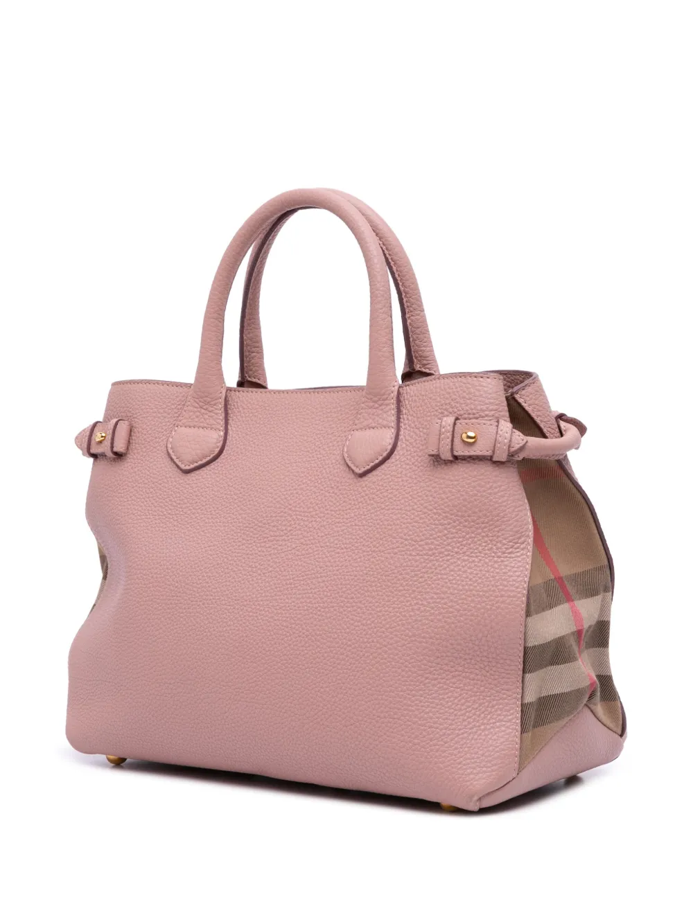 Pre-owned Burberry 2000-2024 Medium Leather And House Check Banner Satchel