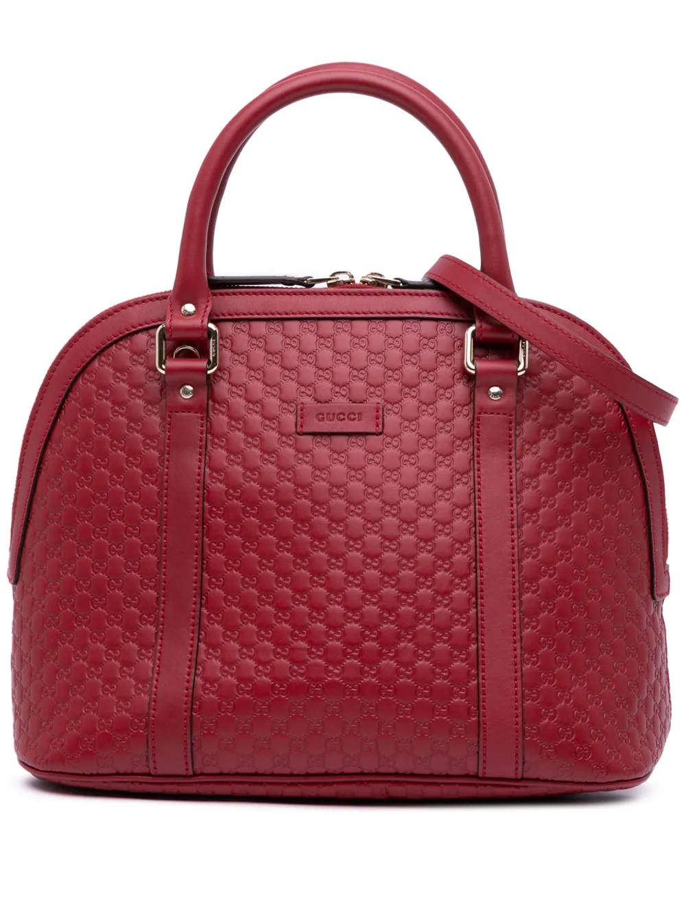 Gucci Pre-Owned 2016-2024 ミディアム マイクログッチシマ ドーム サッチェルバッグ - レッド Gucci Pre-Owned 2016-2024 ミディアム マイクログッチシマ ドーム サッチェルバッグ - レッド
