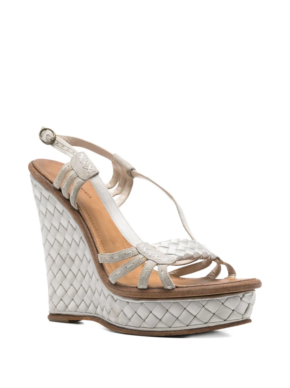Bottega Veneta Pre-Owned 2000 145 mm geweven sandalen - Grijs