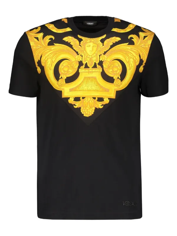 関税込 ヴェルサーチェ 半袖 Tシャツ バロッコプリント ブラック Versace バロッコプリント Tシャツ | ブラック | FARFETCH JP