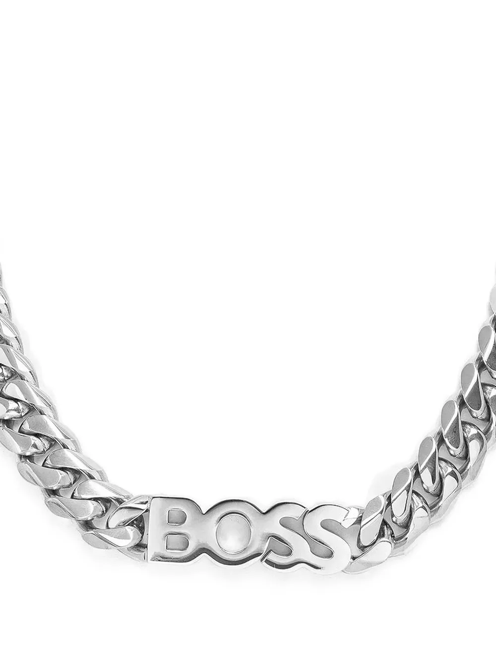 Hugo Boss Logo-plaque Necklace In Silver