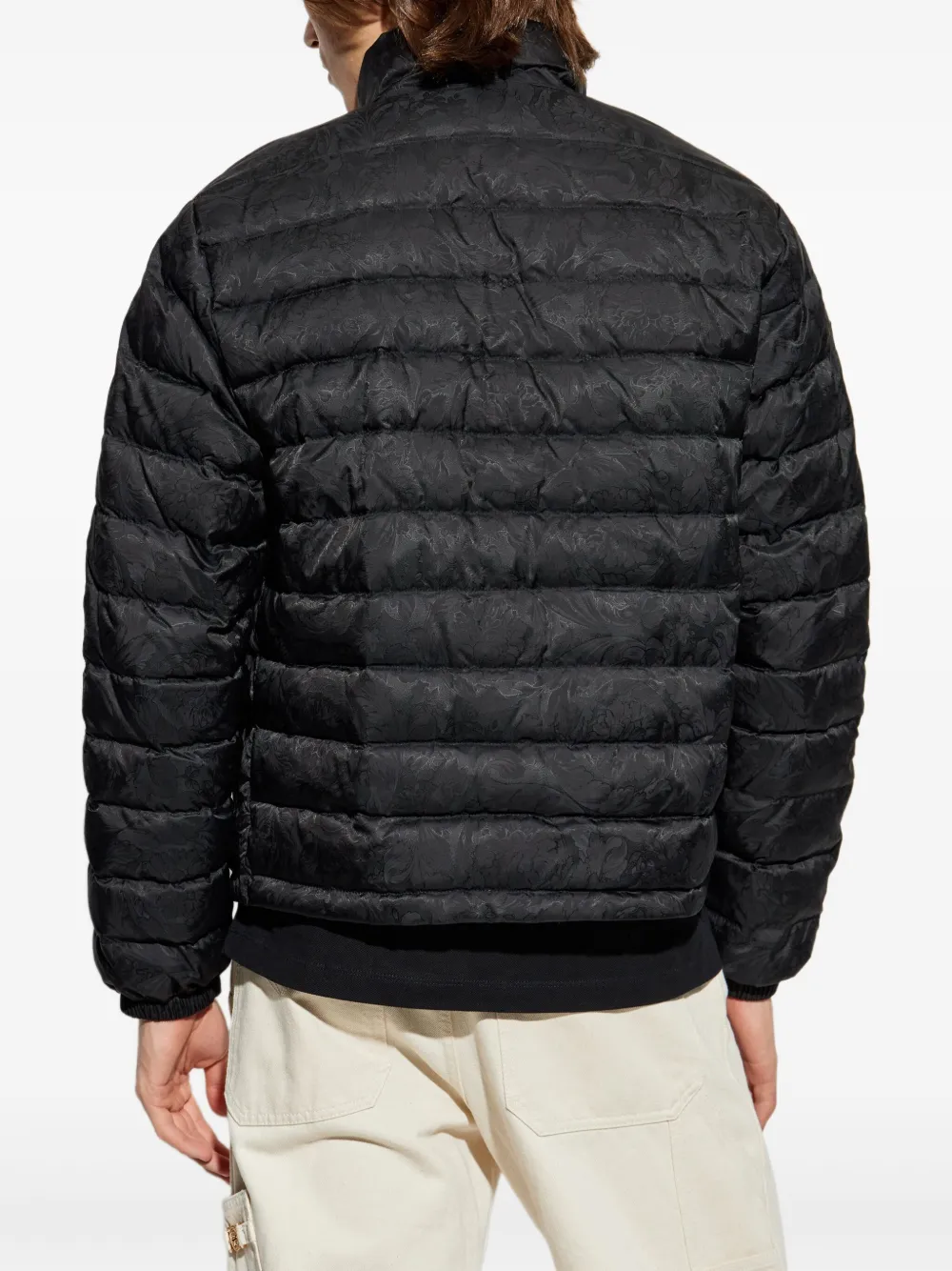Versace Donsjack met Barocco-jacquard Zwart