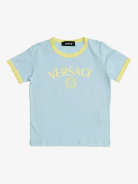 Versace Kids playera con cuello redondo y logo estampado