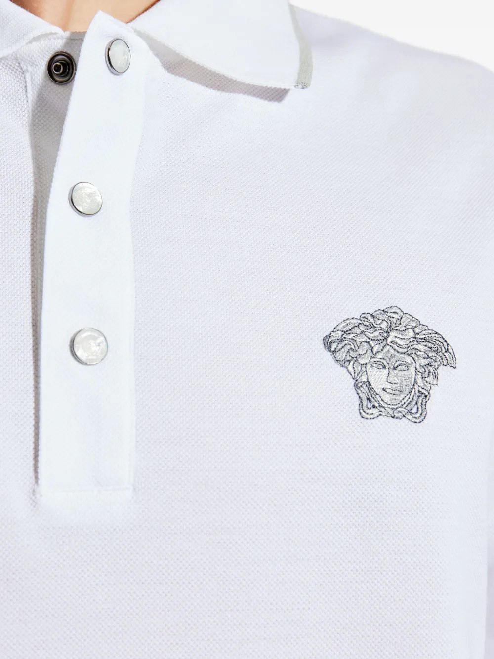 Versace Poloshirt met geborduurd logo Wit