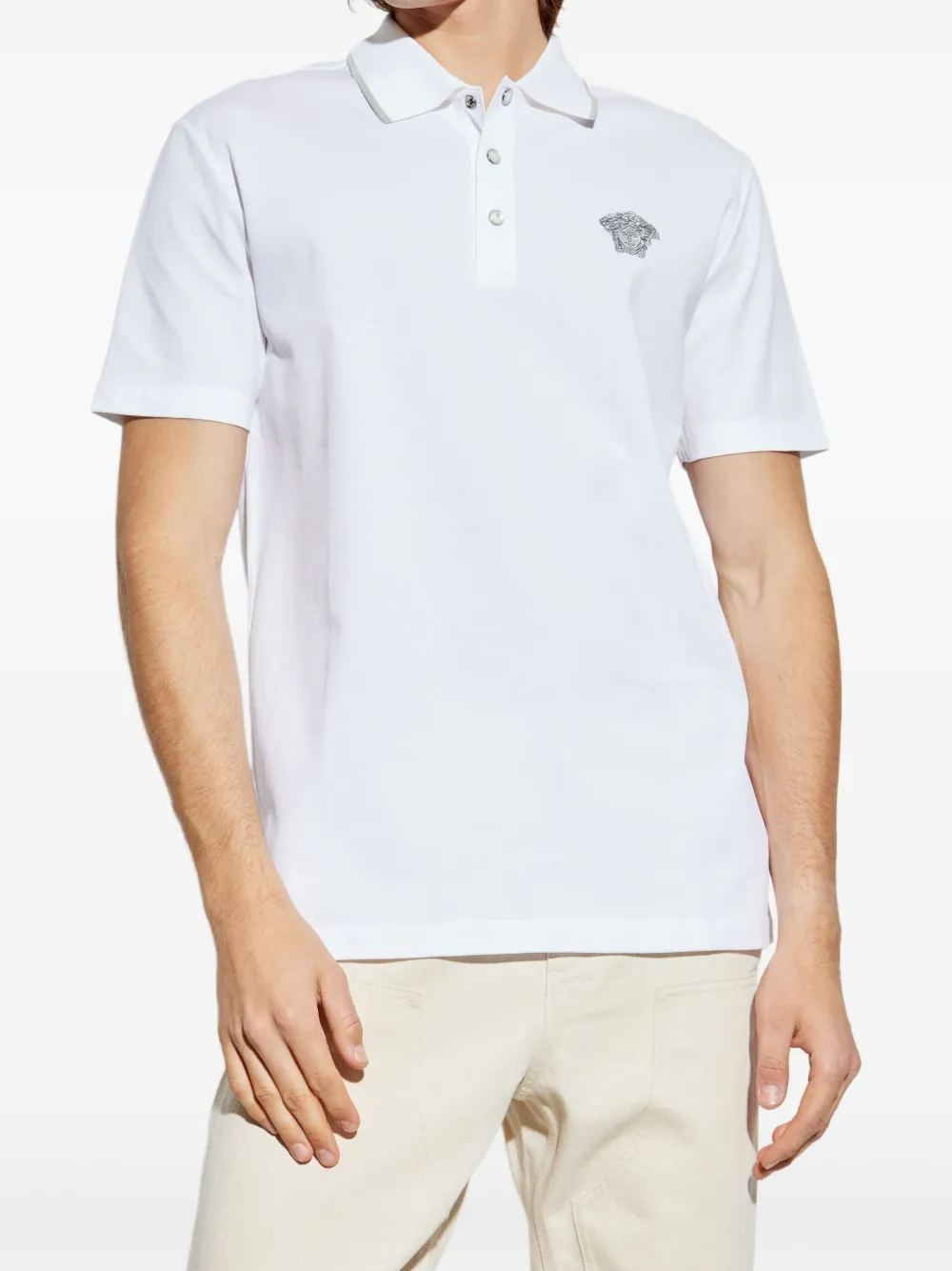 Versace Poloshirt met geborduurd logo Wit