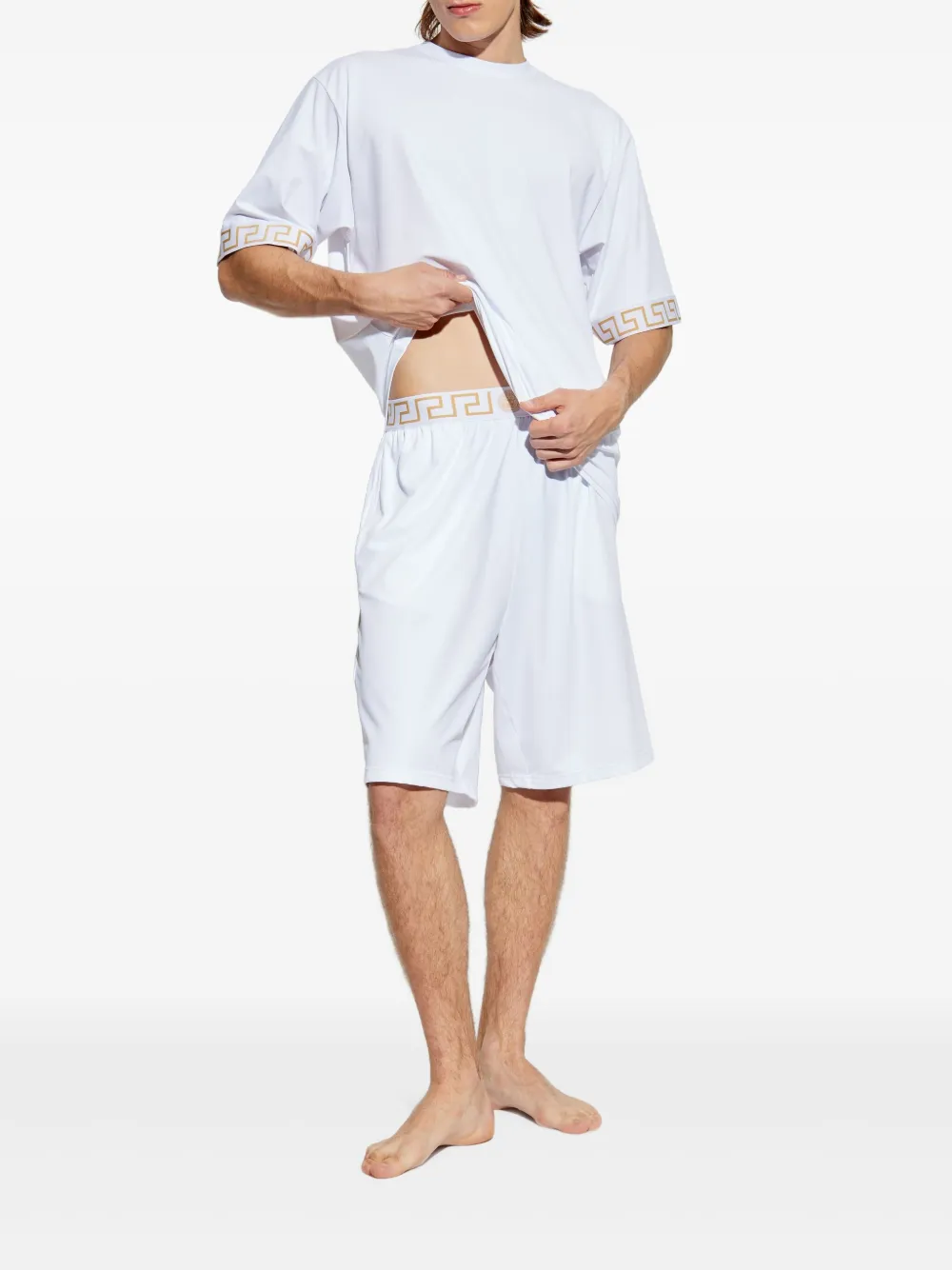 Versace embellished-cuffs T-shirt - Wit