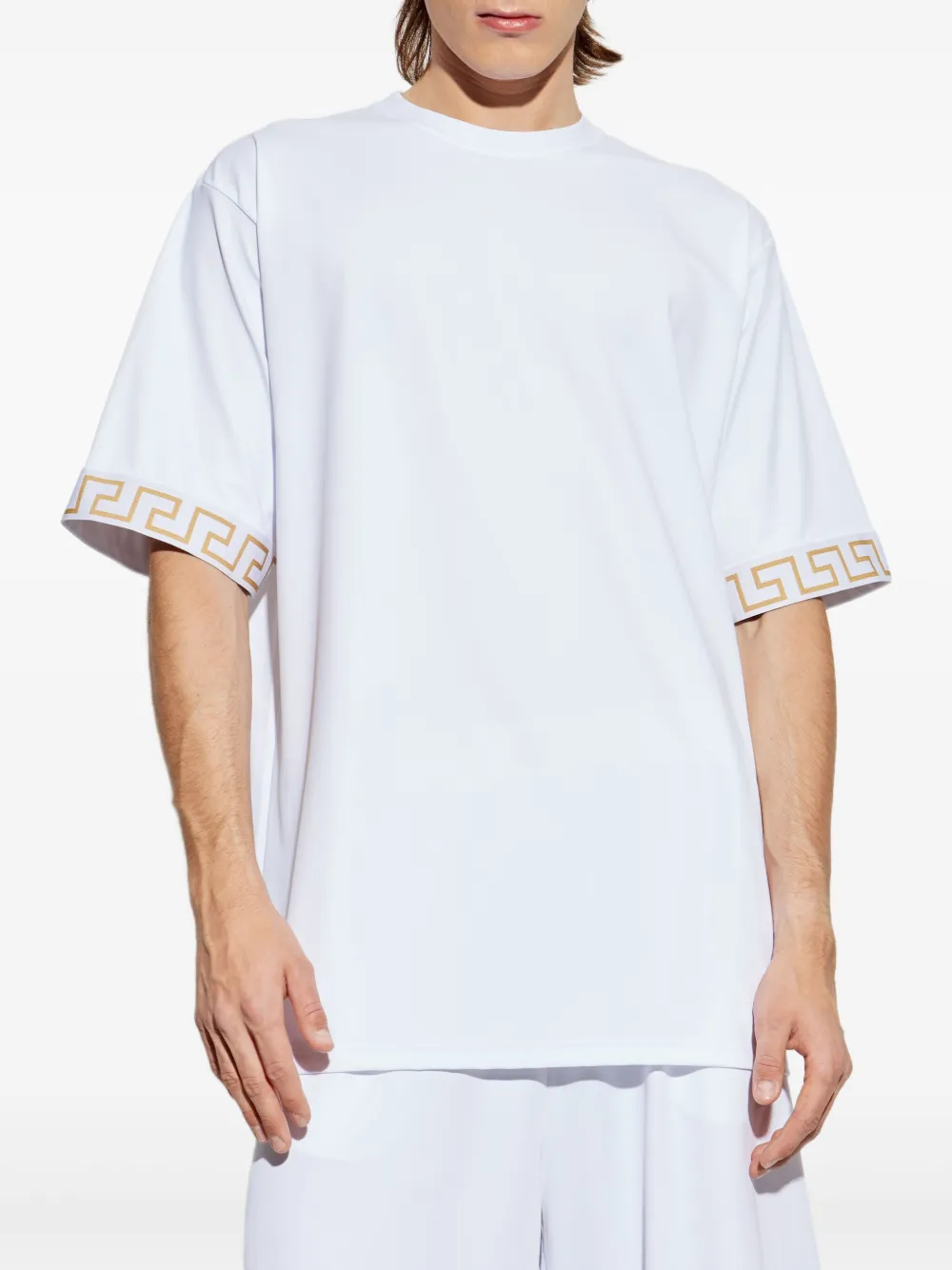 Versace T-shirt met verfraaide manchetten Wit