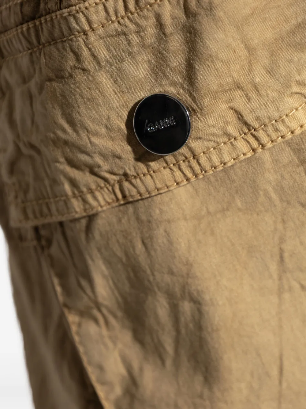 GANNI Broek met katoenen zak Beige