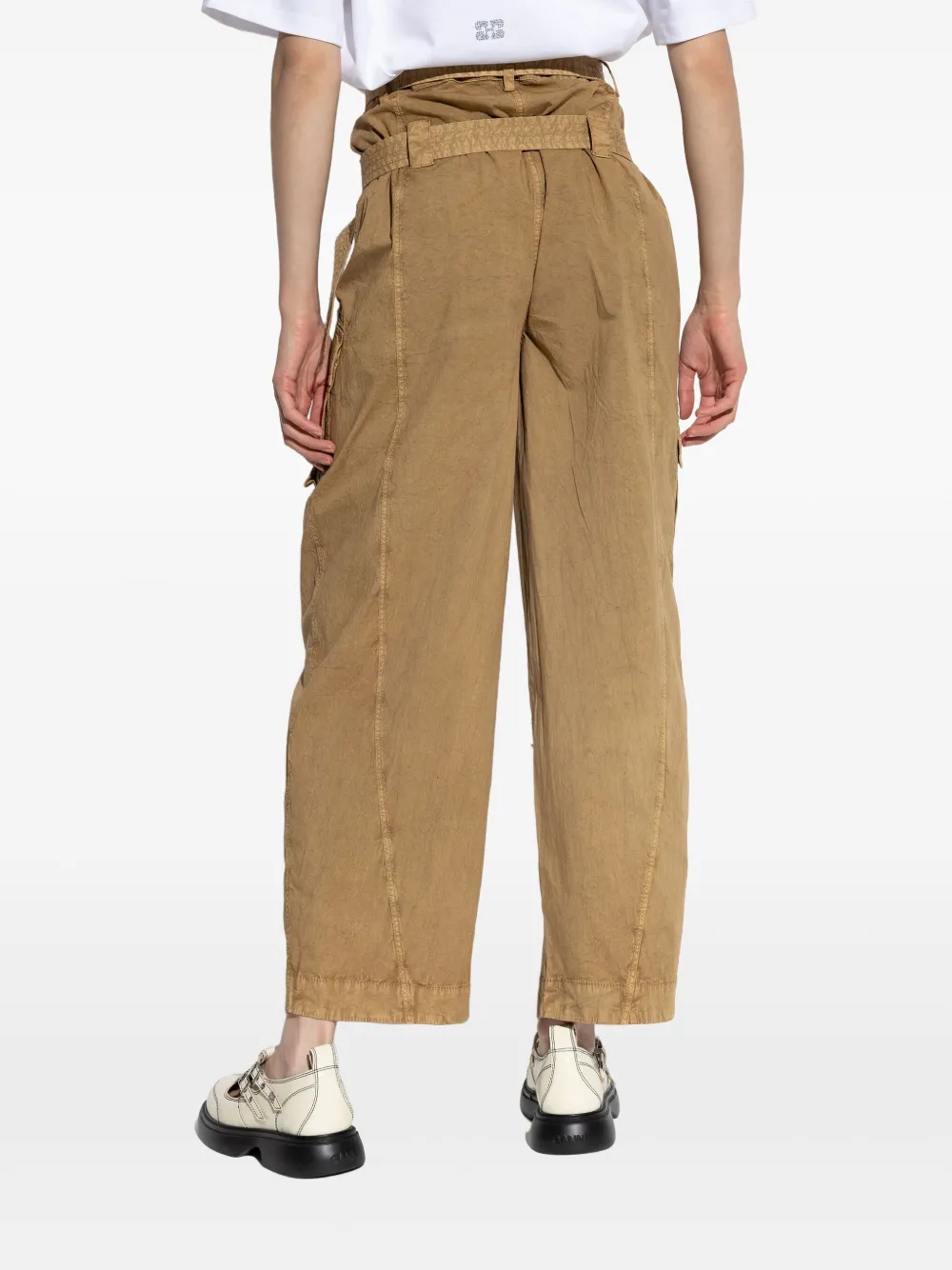 GANNI Broek met katoenen zak Beige