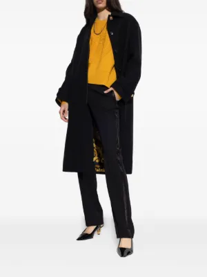 最高級 VERSACE ヴェルサーチ カシミヤ混 総柄 黒 チェスターコート L □極美品□ VERSACE CLASSIC V2 ヴェルサーチクラシック ウール