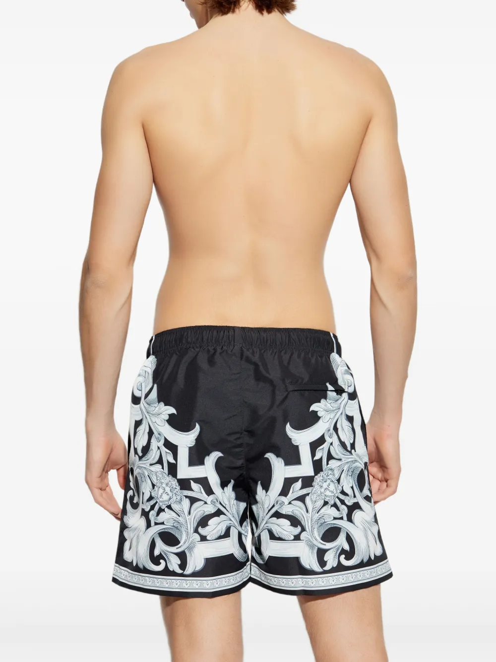 Versace Zwembroek met barokprint Zwart