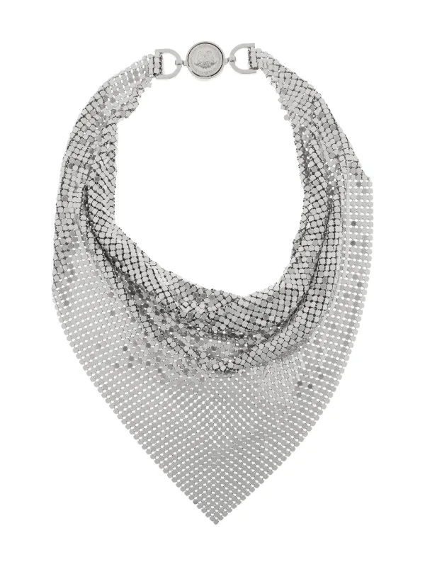 Versace Metal Mesh Bandana Necklace in Silver