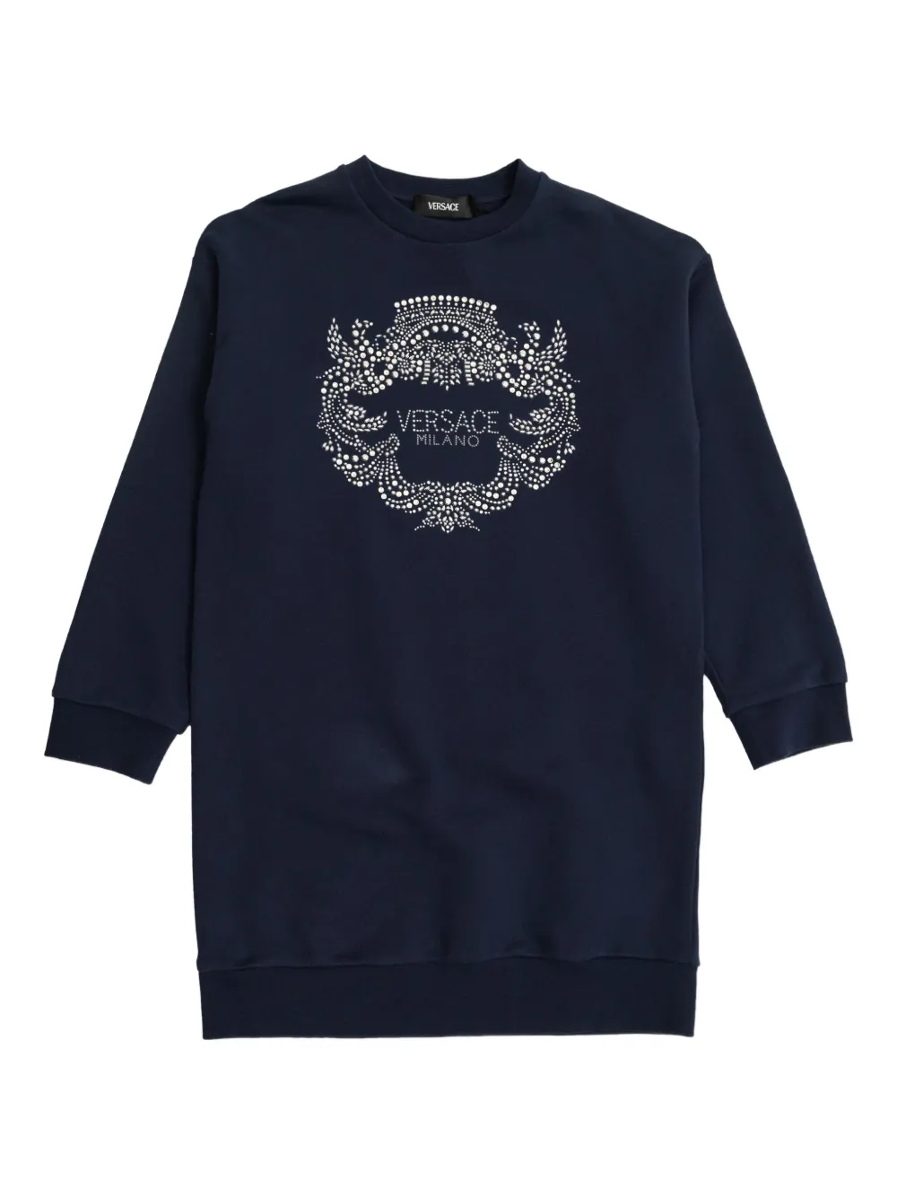 Versace Kids Jurk met logo van studs Blauw