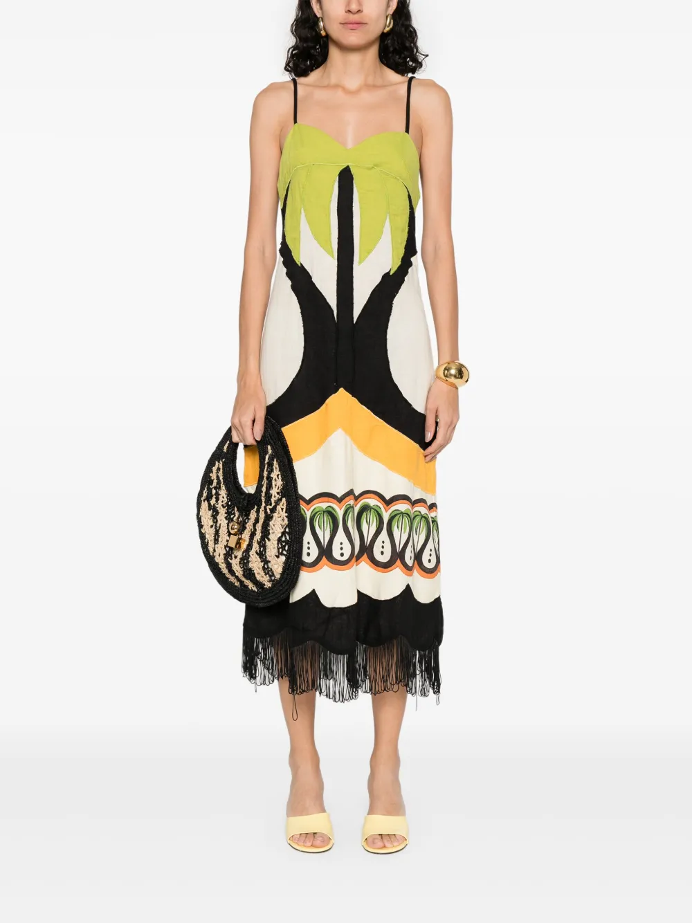 FARM Rio Coconut Tree-print midi dress - Beige