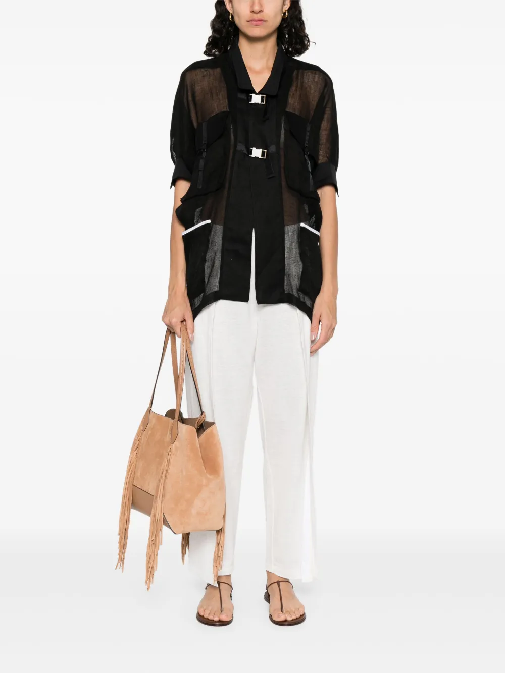 Giorgio Armani Blouse met korte mouwen - Zwart