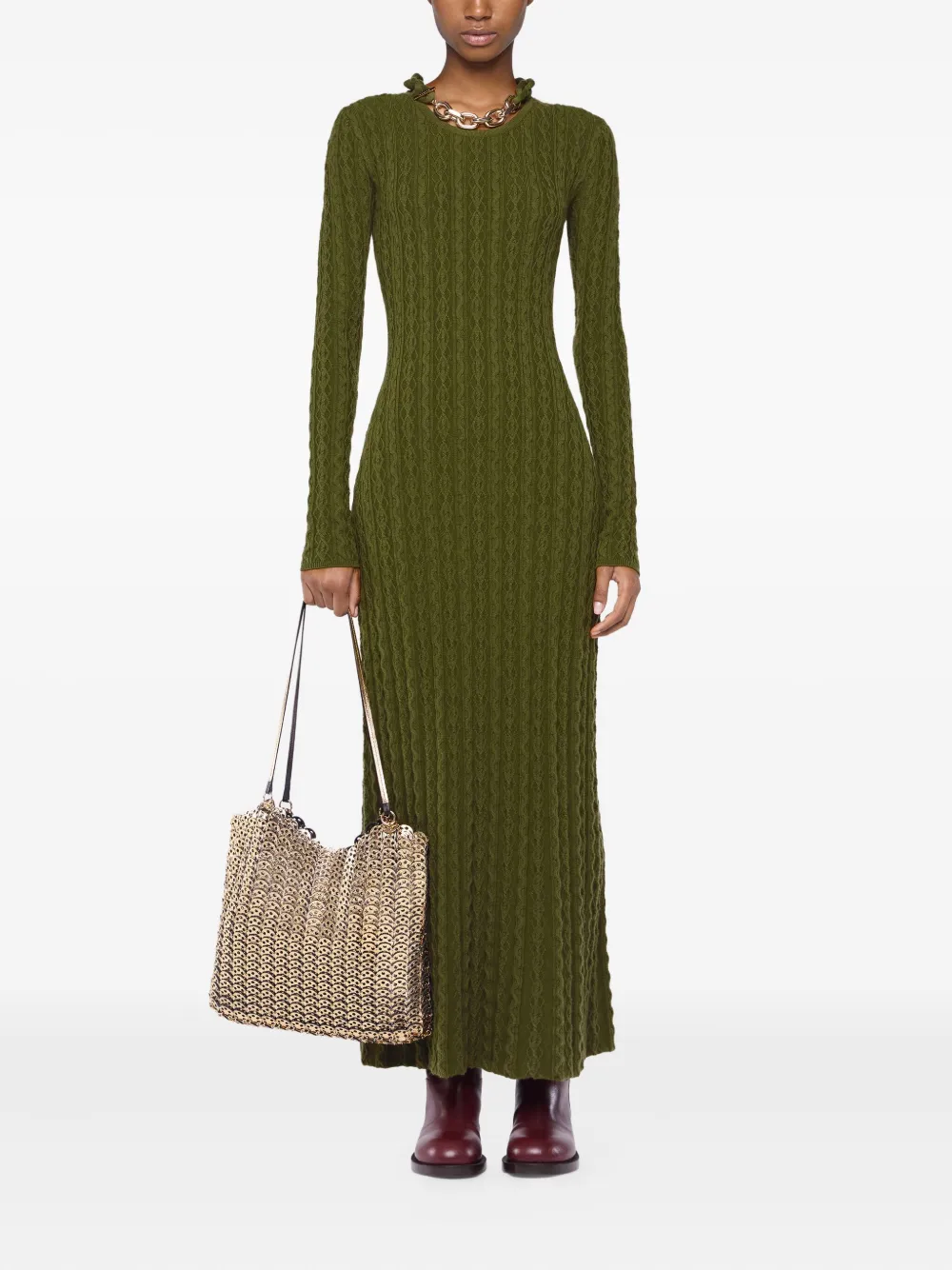 Rabanne Wollen maxi-jurk - Groen