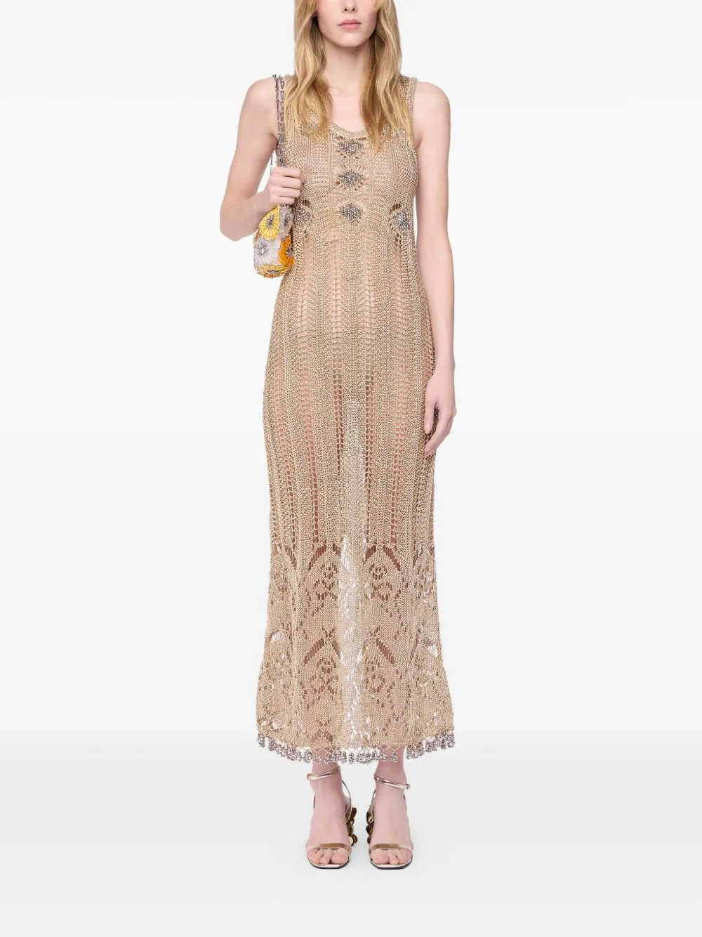 Rabanne crochet midi dress - Beige