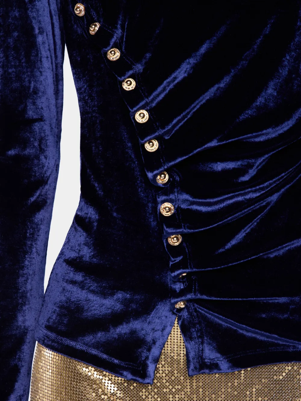 Rabanne Gedrapeerde fluwelen top Blauw