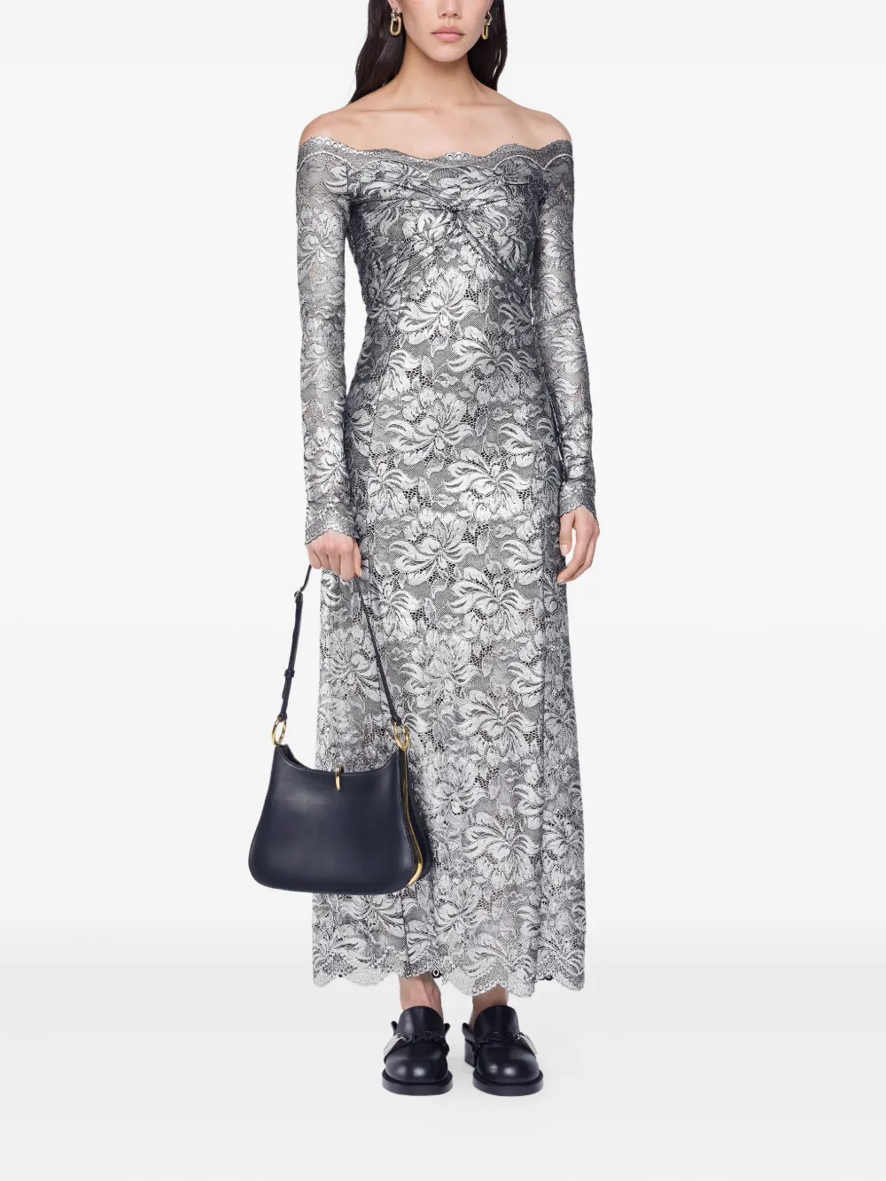 Rabanne Maxi-jurk met kant Zilver