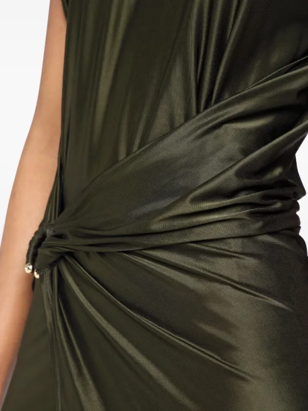 neon green sheer dress La Lune Long Sleeve Wrap Maxi Dress | Fern | Dresses main image 0