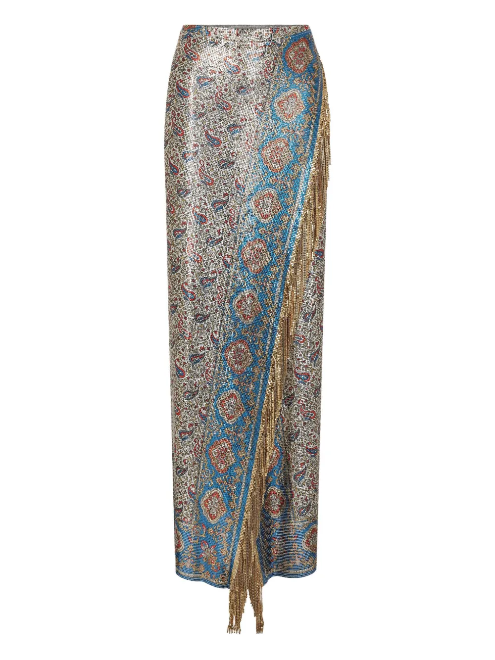 fringe-embellished maxi skirt