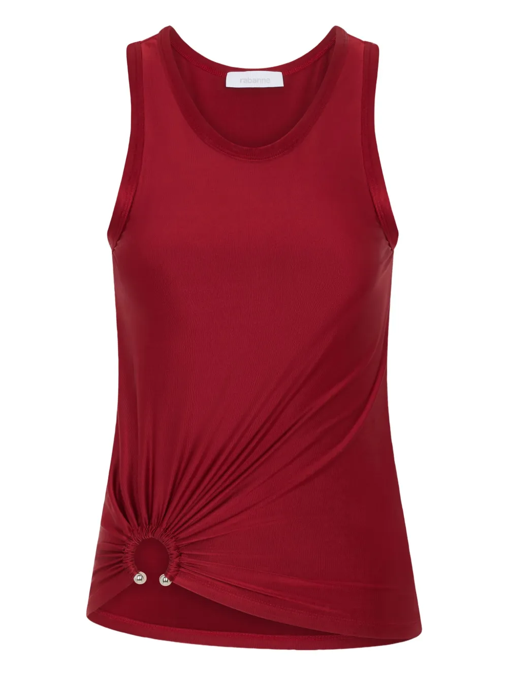 Rabanne Womens Ruby Red Ring Ruched Stretch-jersey Top