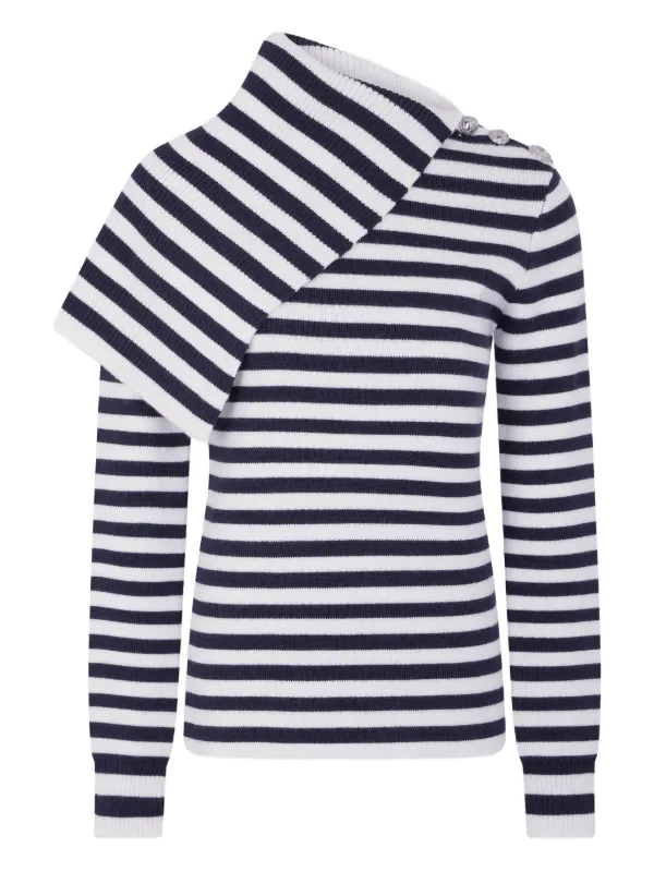 Rabanne Asymmetrical Striped Sweater in Blue