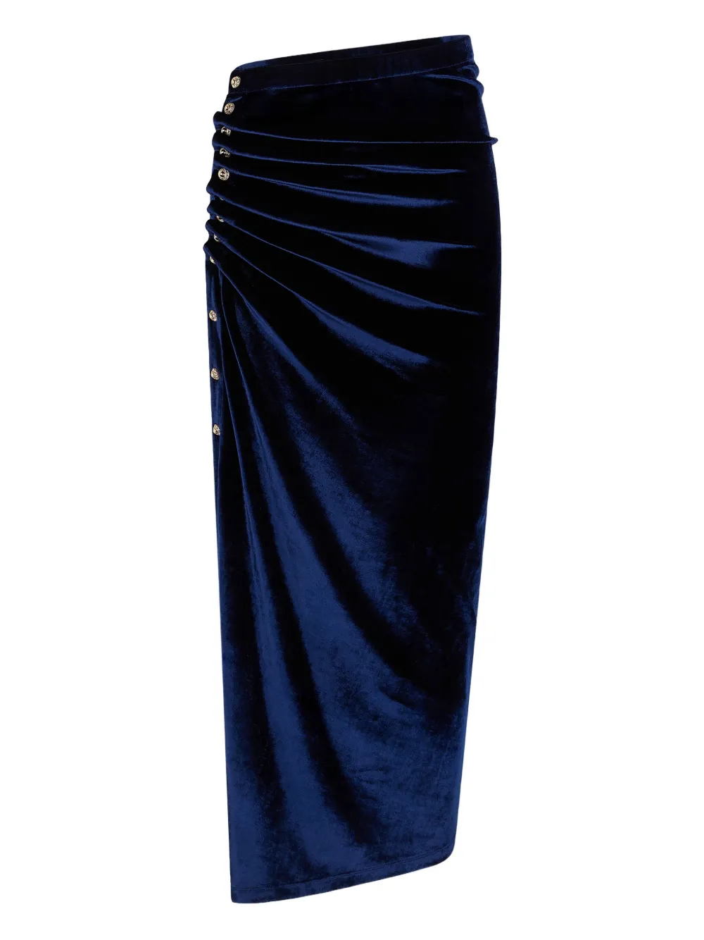 Rabanne Fluwelen midi-rok met ruches P432 BLUE