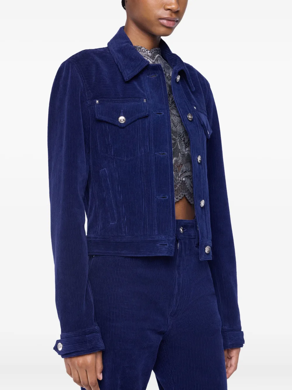 Rabanne Ribfluwelen jack Blauw