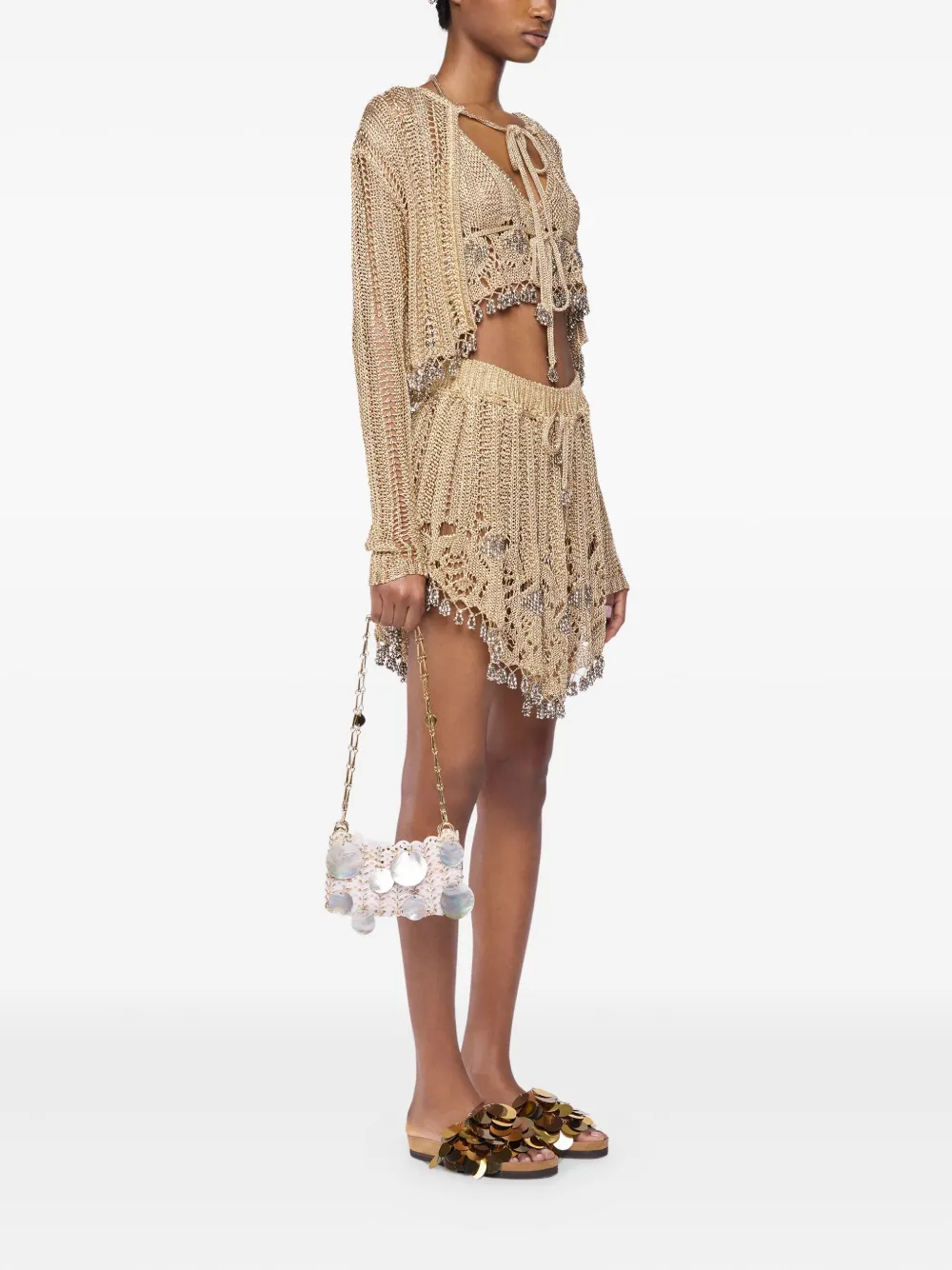RABANNE CROCHET-KNIT CARDIGAN
